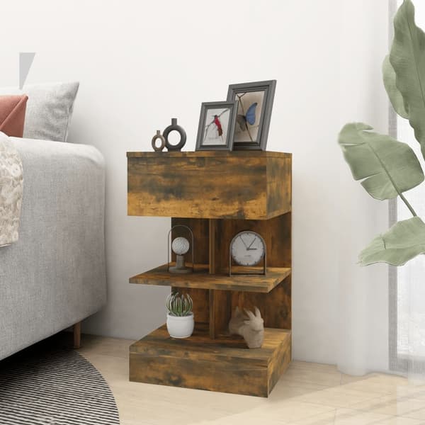 vidaXL Nattbord røkt eik 40x35x65 cm konstruert tre