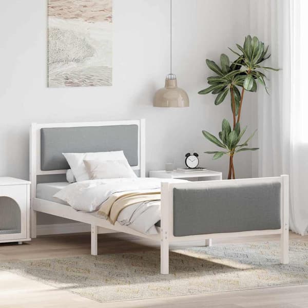vidaXL Sängram med sänggavel Ljusgrå 100x200 cm tyg