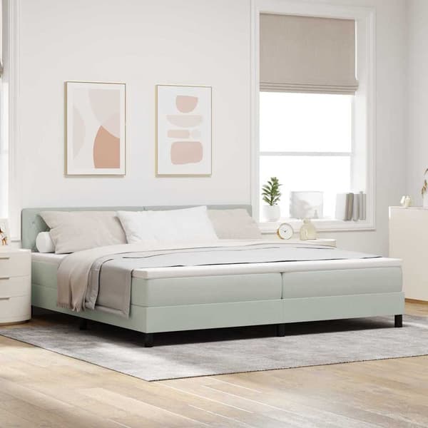 vidaXL Bäddfjäder med madrass Ljusgrå 200 x 200 cm Sammet