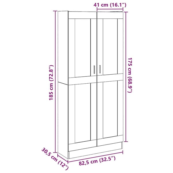 vidaXL Highboard artisan eik 82,5x30,5x185 cm konstruert tre