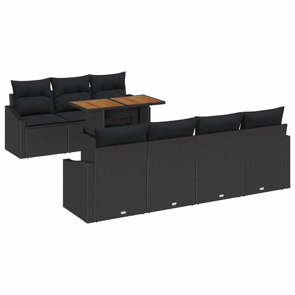 vidaXL Trädgårdsoffset med lagring 8 pcs Svart Poly rattan