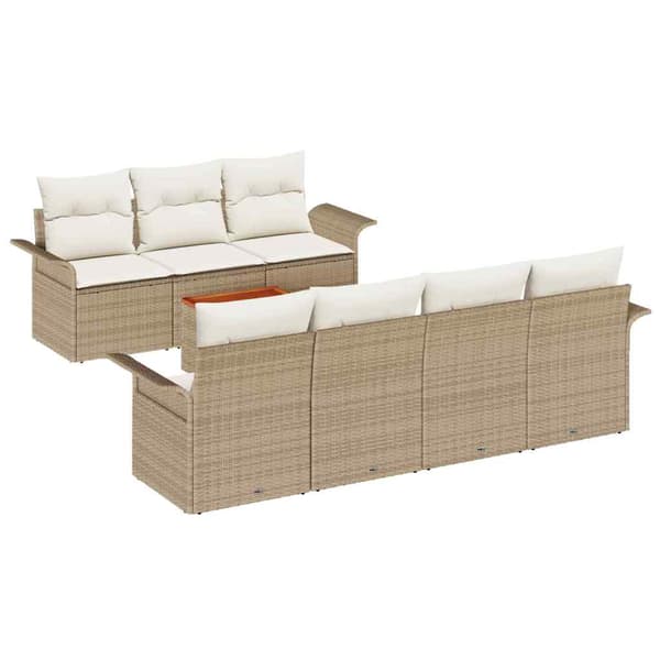 vidaXL Trädgårdssoffa Set 8 delar Beige Polyrotting