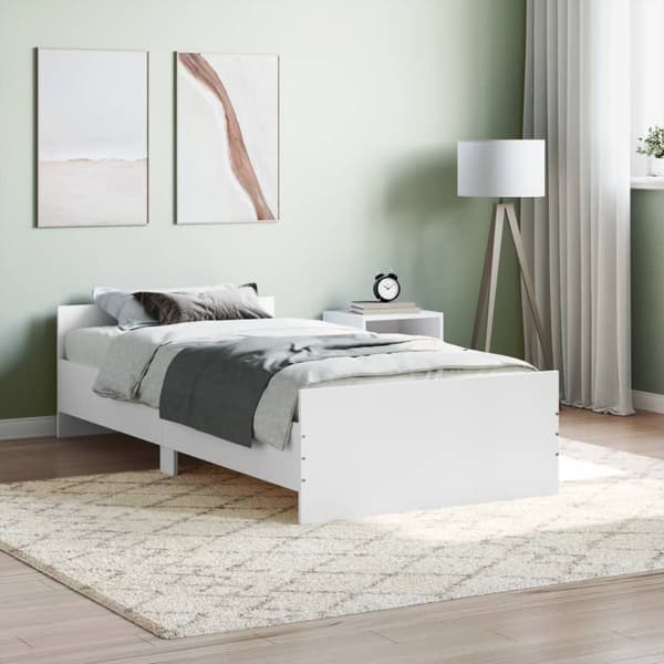 vidaXL Sengeramme hvit 100x200 cm konstruert tre