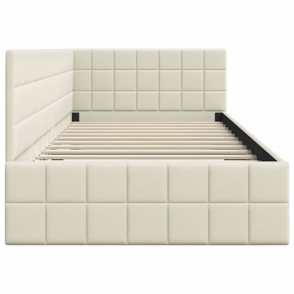 vidaXL Hörnssängstomme Gräddvit 100 x 200 cm Sammet