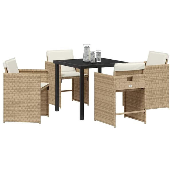 vidaXL Hage Spisegruppe 5 pcs Beige polyrotting