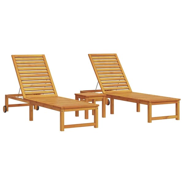 vidaXL Solstol Reclining 3 pcs Brun Massivt Akaciaträ