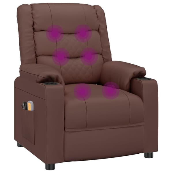 vidaXL Elektrisk massagefåtölj brun konstläder