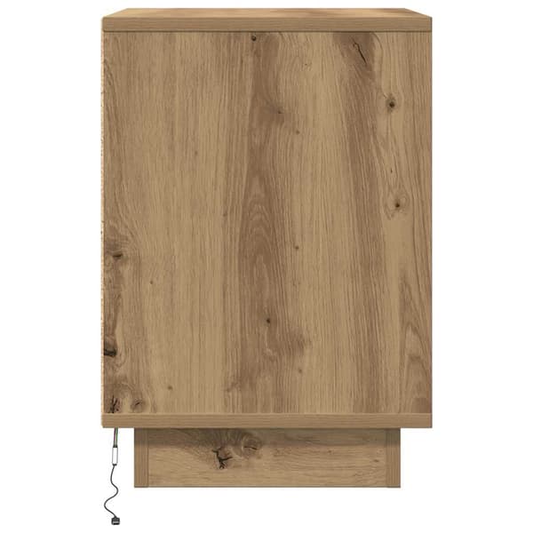 vidaXL Nattbord med LED artisan eik 38x34x50 cm