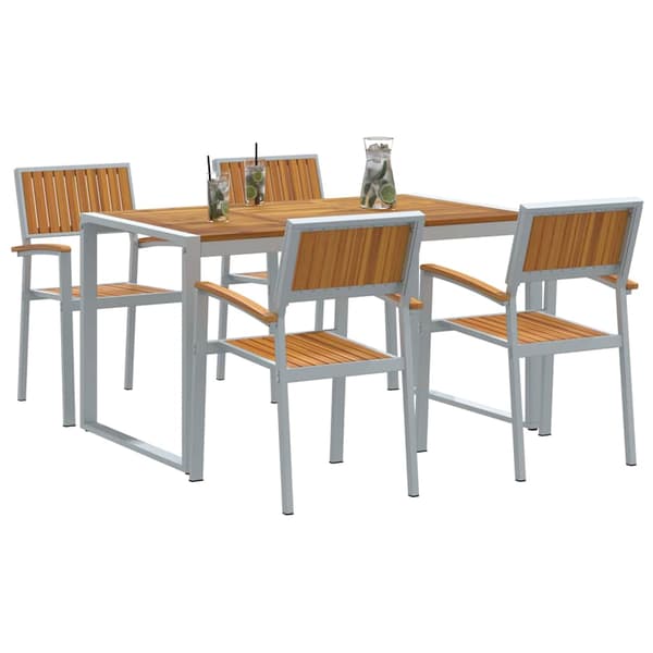vidaXL Trädgårdsmöbelset 5 pcs Grå Massivt Akaciaträ