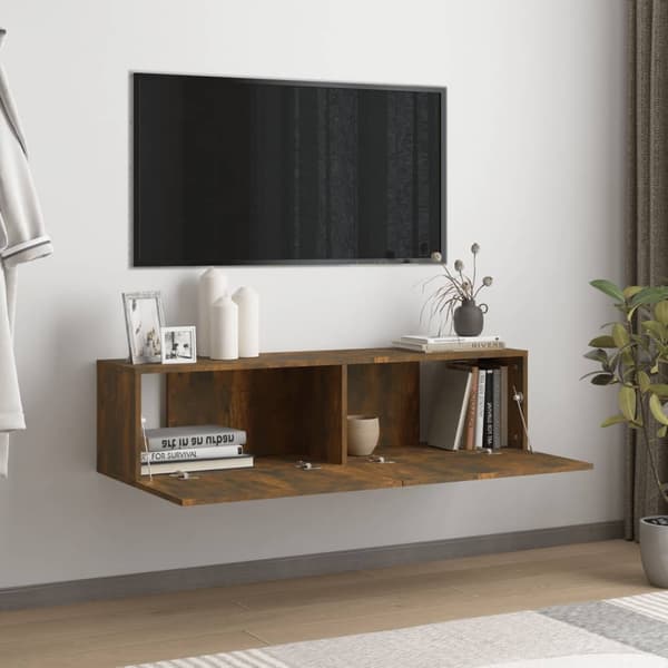 vidaXL TV-benk røkt eik 120x30x30 cm konstruert tre