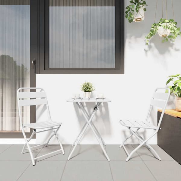 vidaXL Bistrosett 3 pcs Hvit Stål