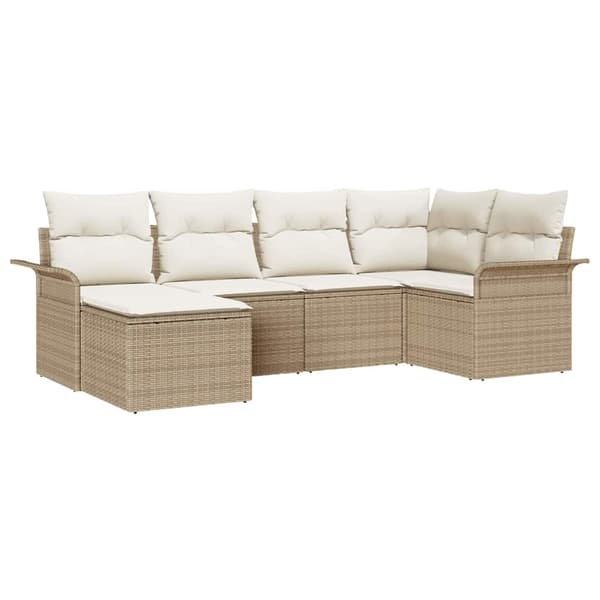 vidaXL Trädgårdsoffset med lagring 6 pcs Beige konstrotting