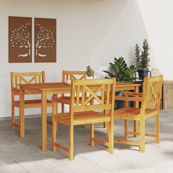 vidaXL Hage Spisegruppe 5 pcs Brun Solid akasietre