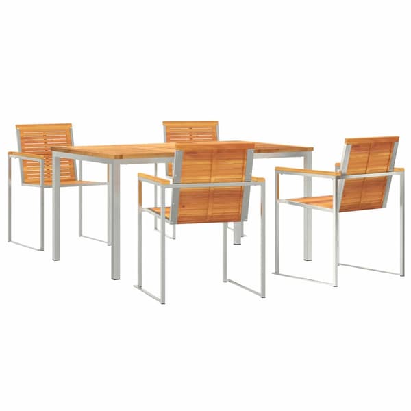 vidaXL Hage Spisegruppe 5 pcs Brun Solid akasietre