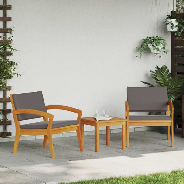 vidaXL Bistroset med kudde 3 pcs Brun Polyester