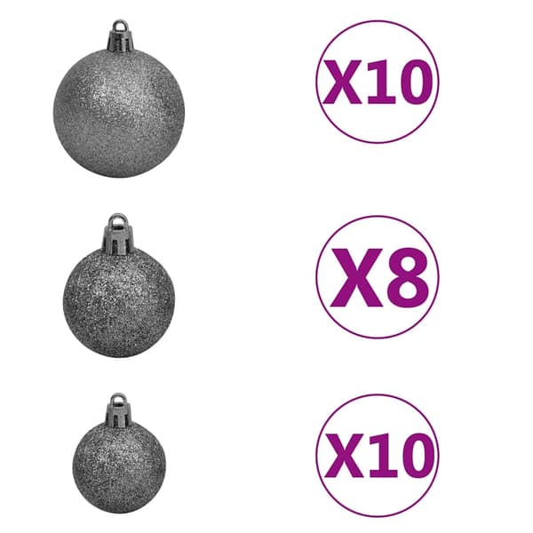 vidaXL Belyst plastgran med kulor 210 cm 910 grenar