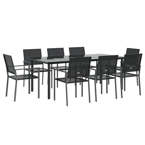 vidaXL Hagespisegruppe 9 deler polyrotting og stål