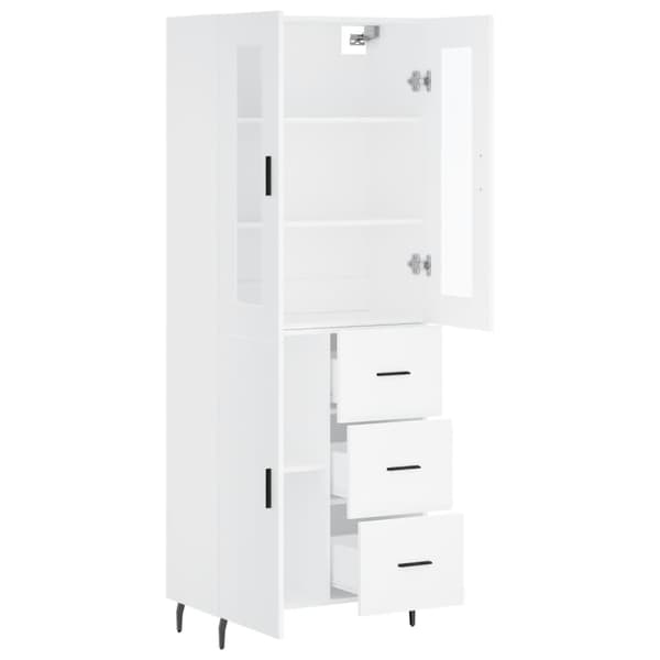vidaXL Highboard hvit 69,5x34x180 cm konstruert tre