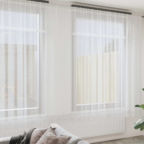 vidaXL Spetsgardin med gardiner Blommor Vit 280 x 750 cm Polyester