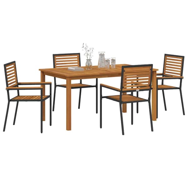 vidaXL Hage Spisegruppe 5 pcs Svart Solid akasietre