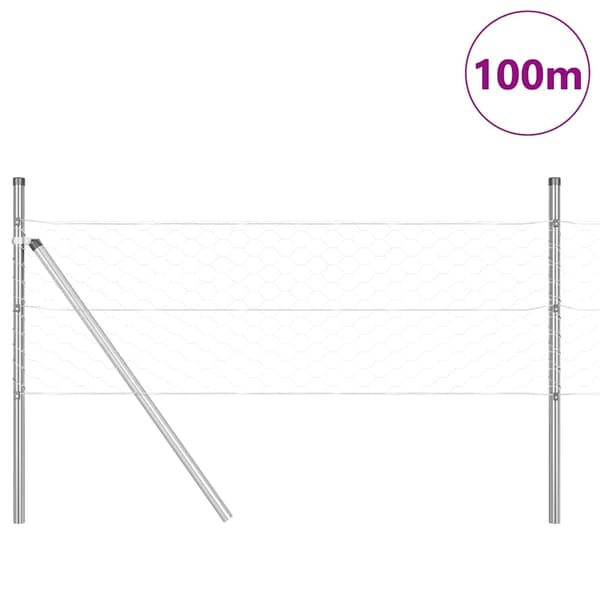 vidaXL Stängselstolpe Silver 100 x 0,8 m (50 mm nät) Stål