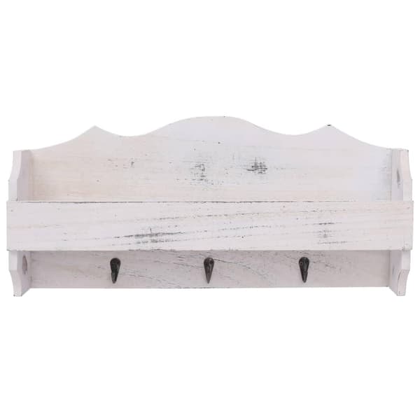 vidaXL Väggkrokar med förvaring vit 50x10x23 cm trä
