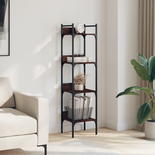 vidaXL Bokhylle 4 etasjer brun eik 35x30x138,5 cm konstruert tre