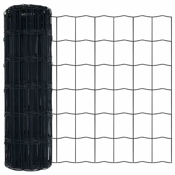 vidaXL Gjerde med stolpe Grå 1 x 25 m Stål og PVC