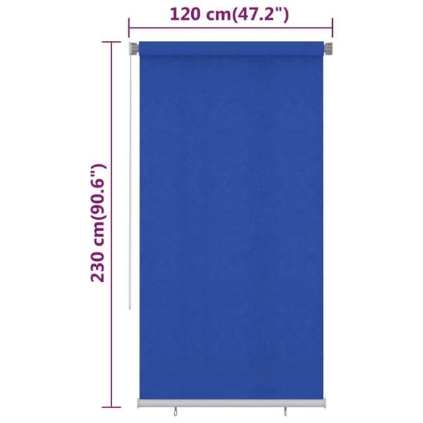 vidaXL Rullgardin utomhus 120x230 cm blå HDPE