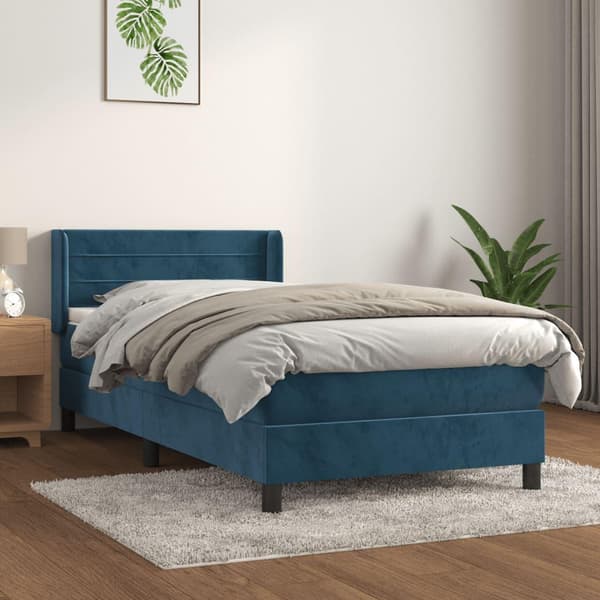 vidaXL Ramsäng med madrass mörkblå 80x200 cm sammet