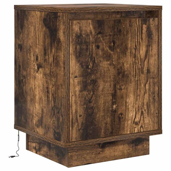 vidaXL Nattskap med LED-lys 2 stk røkt eik 38x34x50 cm