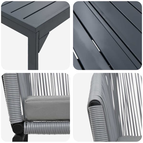 vidaXL Trädgårdsmöbelset 9 pcs Grå konstrotting