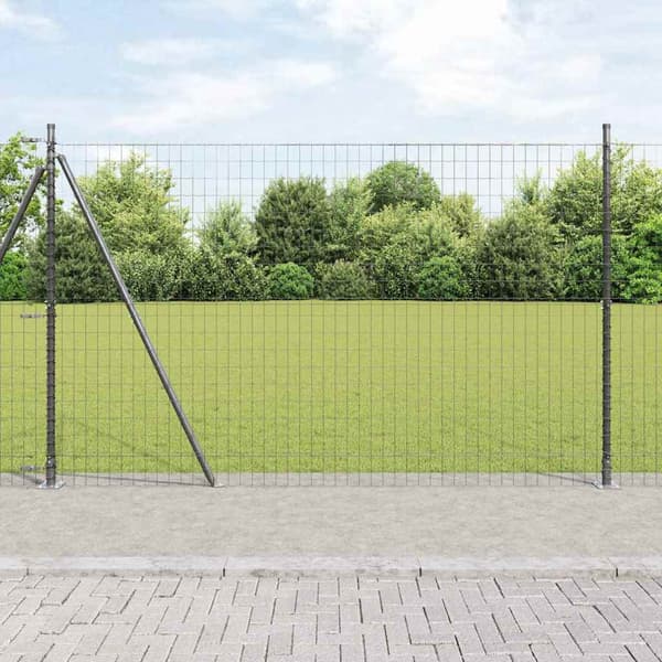 vidaXL Gjerde med stolpe Grå 1,6 x 10 m Stål og PVC