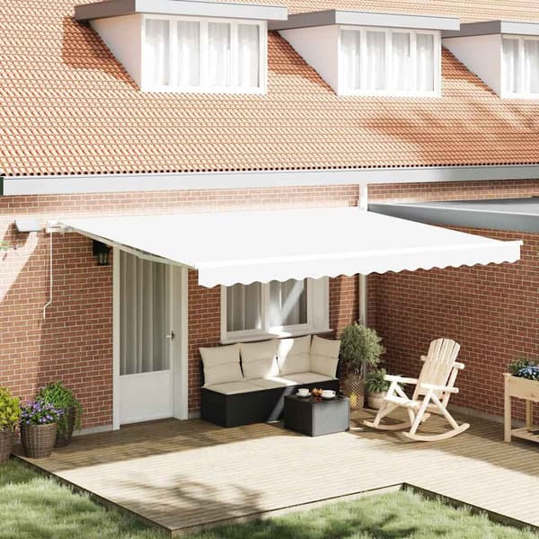 vidaXL Utfällbar markis Vit 450 × 350 cm Tyger och Stål