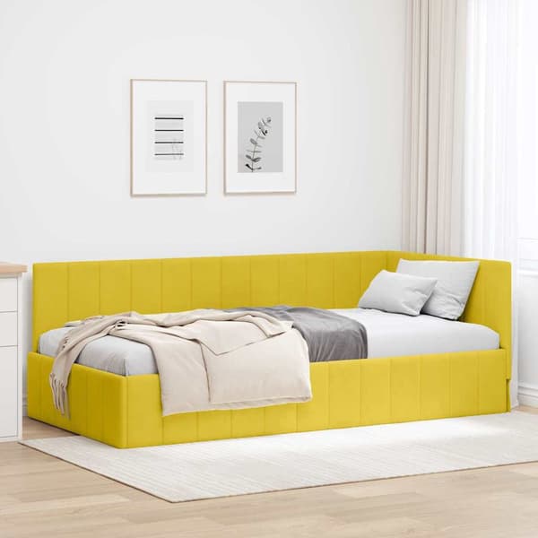 vidaXL Hörnssängram Gul 90 x 200 cm Sammet