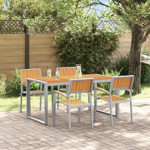vidaXL Hage Spisegruppe 5 pcs Grå Solid akasietre