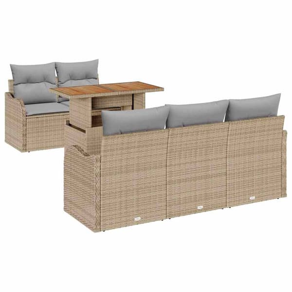 vidaXL Trädgårdsoffset med lagring 6 pcs Beige Poly rattan