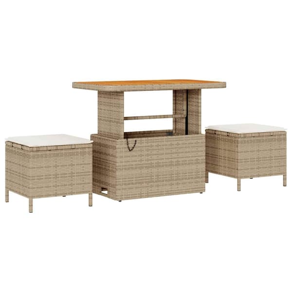 vidaXL Trädgårdsoffset 11 pcs Beige konstrotting