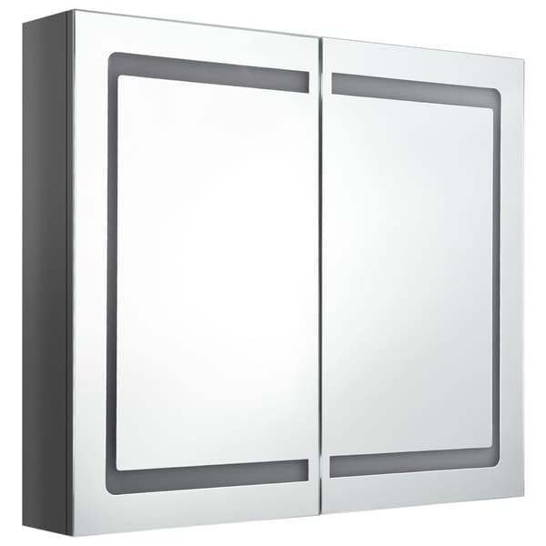 vidaXL Spegelskåp med LED blank grå 80x12x68 cm