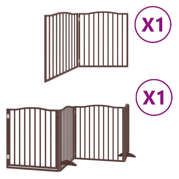 vidaXL Hundeport sammenleggbar 6 paneler brun 480 cm poppeltre