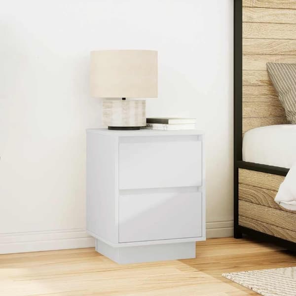 vidaXL Nattskap med LED-lys Hvit 38x34x50 cm