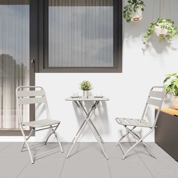 vidaXL Bistrosett 3 pcs Beige Stål