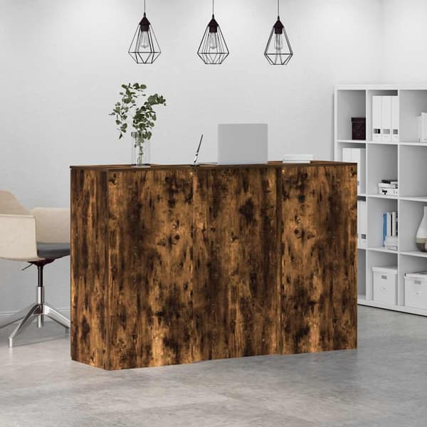 vidaXL Receptionsdisk rökfärgad ek 155x50x103,5 cm konstruerat trä