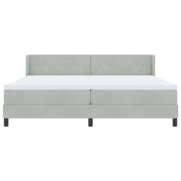 vidaXL Bäddfjäder med madrass Ljusgrå 200 x 200 cm Sammet