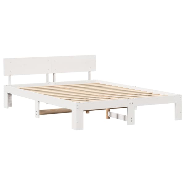 vidaXL sängram med huvudgavel vit 150x200 cm solid furu
