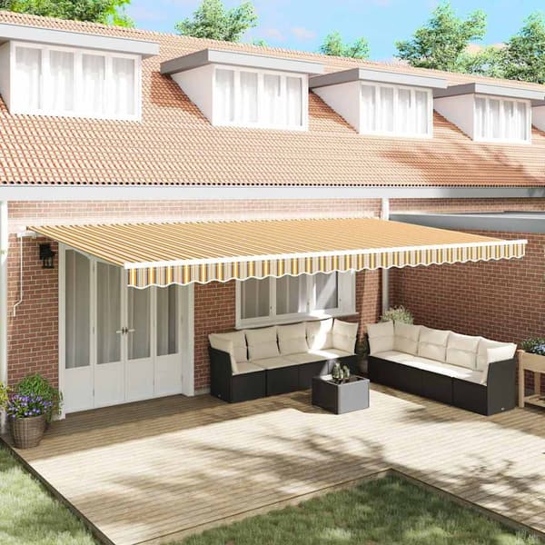 vidaXL Utfällbar markis Flerfärgsdesign 600 × 300 cm