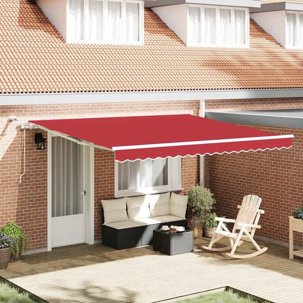 vidaXL Innvendbar Markise Rød 400 × 300 cm Polyester og Metall