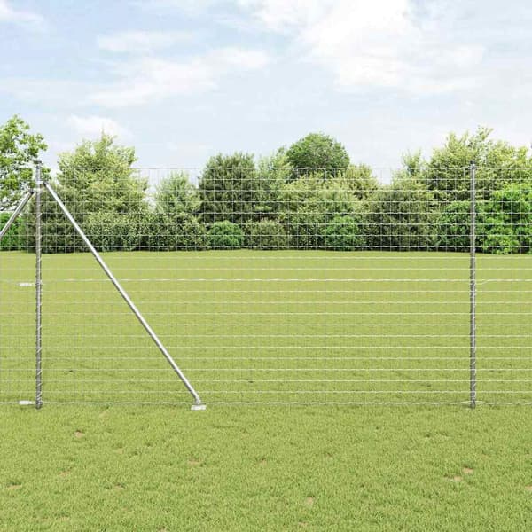vidaXL Gjerde med stolpe sølv 1,5 x 10 m Stål