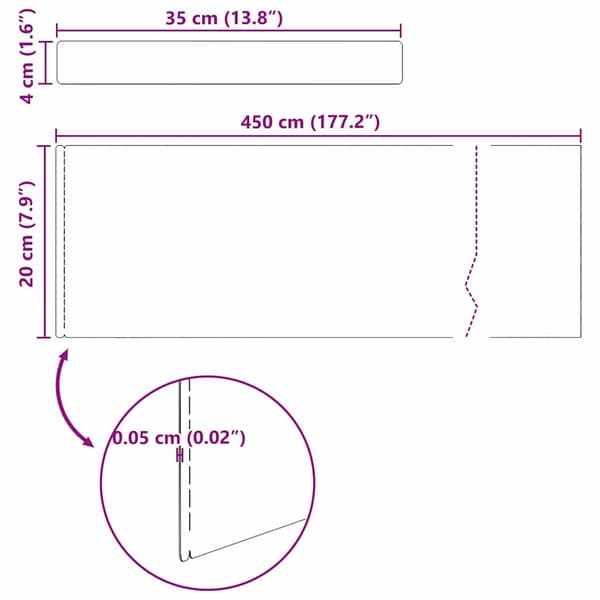vidaXL Gjerdekant Rusten 450 x 0.05 x 15 cm Cortenstål