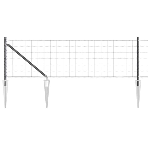 vidaXL Gjerde med stolpe Grå 0,8 x 10 m Stål
